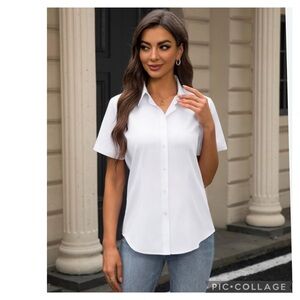 NEW TOLOVIC BAMBOO WRINKLE FREE BUTTON DOWN SHIRT SS STRETCHY